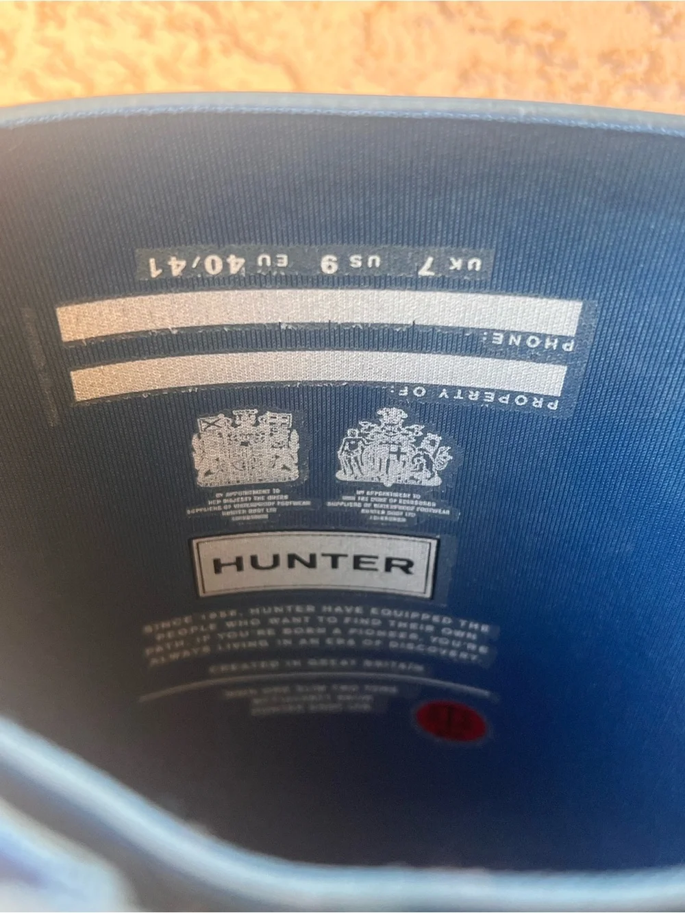 Hunter Original Tall Stripe Rain Boots Two Tone Matte Blue US 9